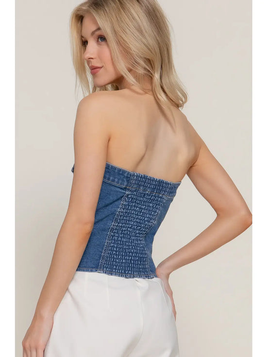 The Pippa Tube Top in Medium Denim