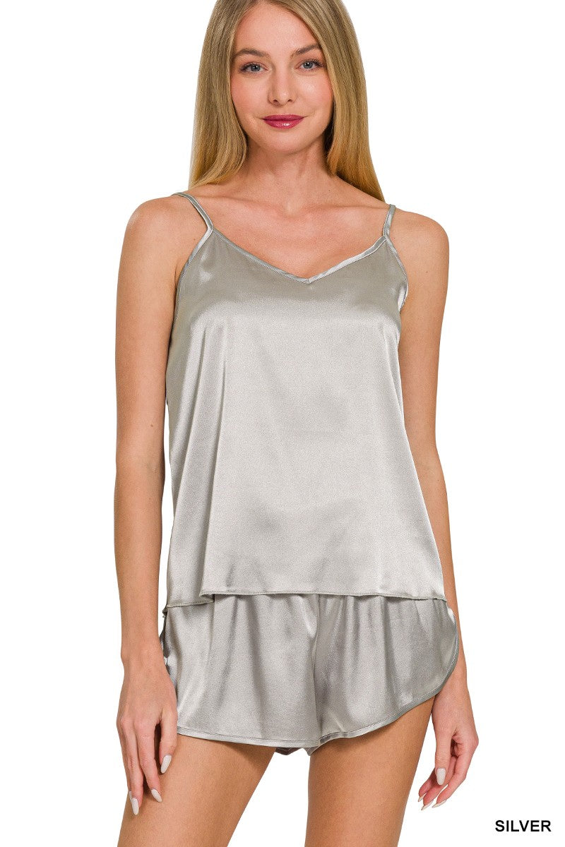 The Marina Satin Set in Silver