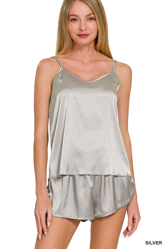 The Marina Satin Set in Silver