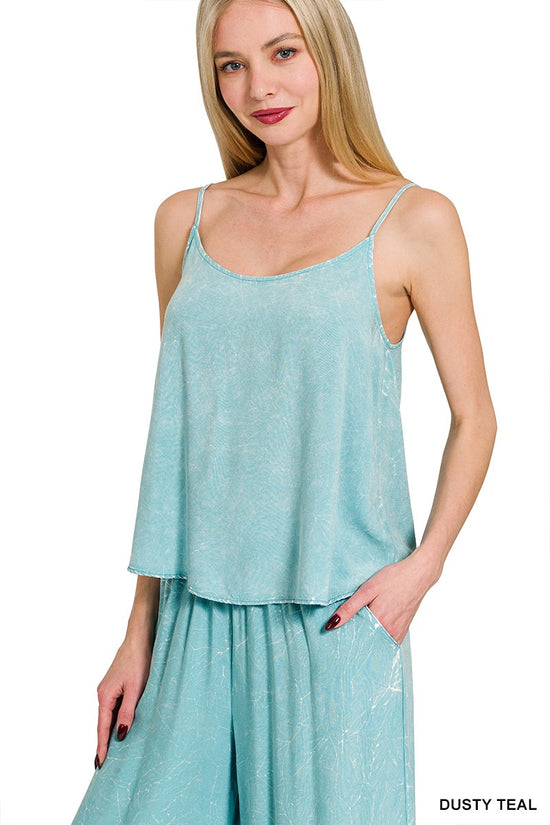 The Avalon Woven Top in Dusty Teal