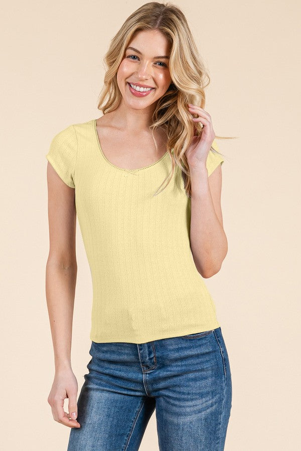 The Bella Bow Tie Top in Organic Banana