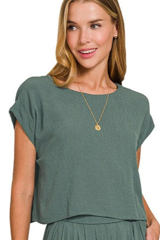 The Delanie Top in Ash Jade