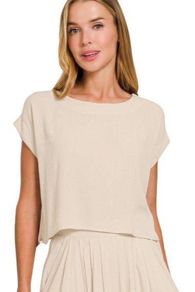 The Delanie Top in Sand Beige