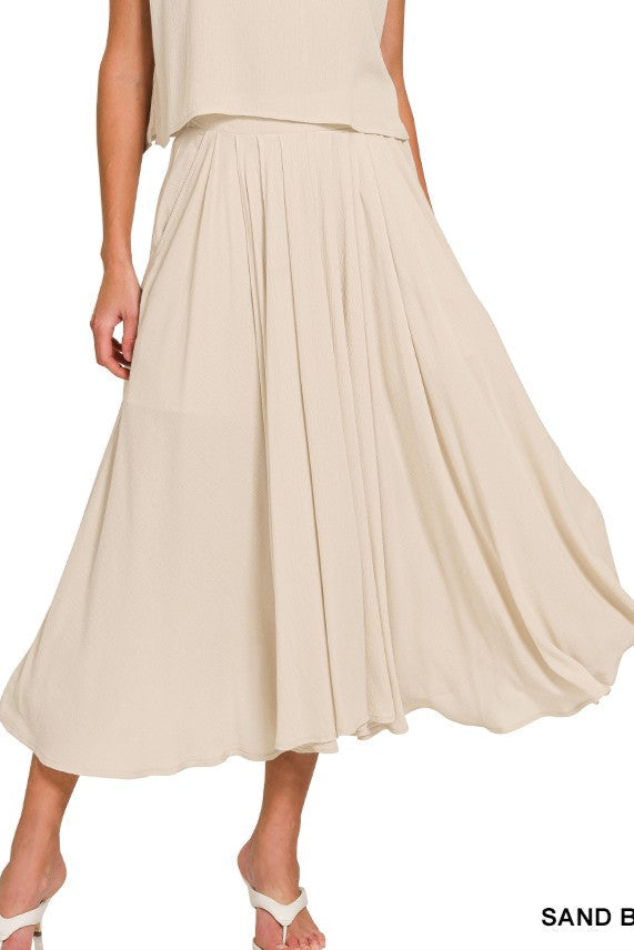 The Delanie Skirt in Sand Beige