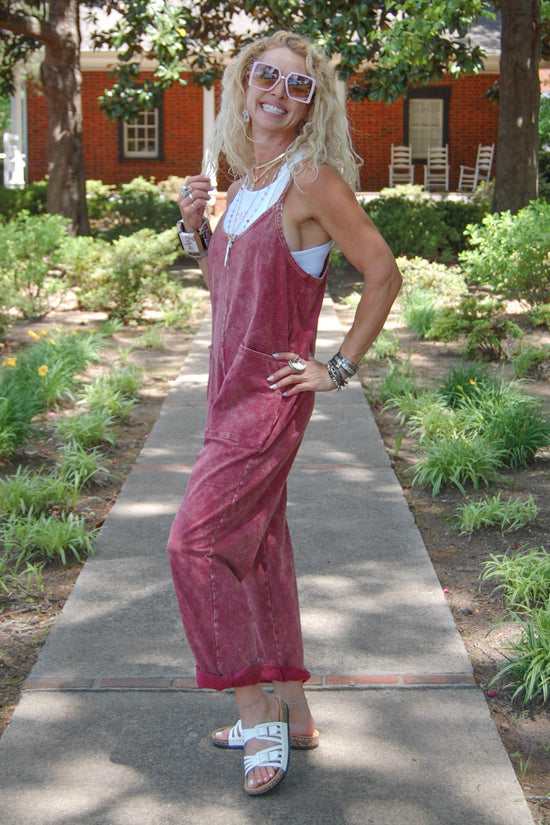 The Zinnia Overalls in Dark Burgundy