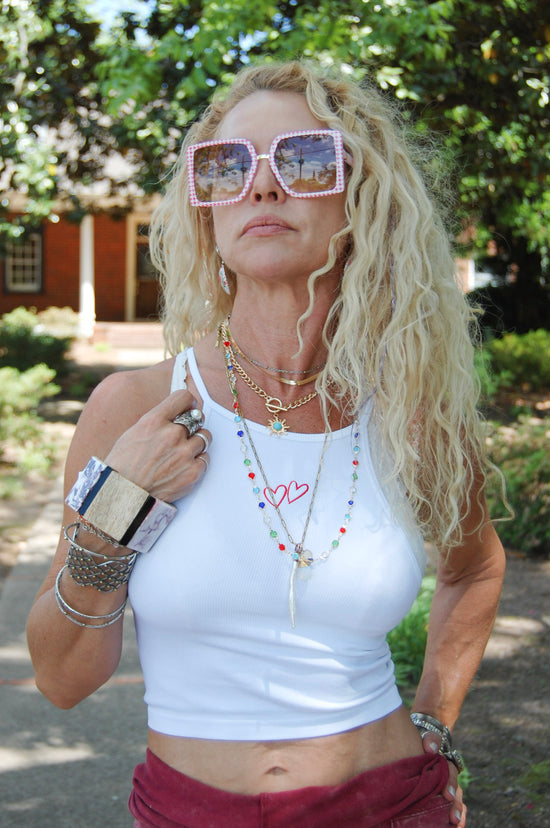 Embroidered Halter Top in White