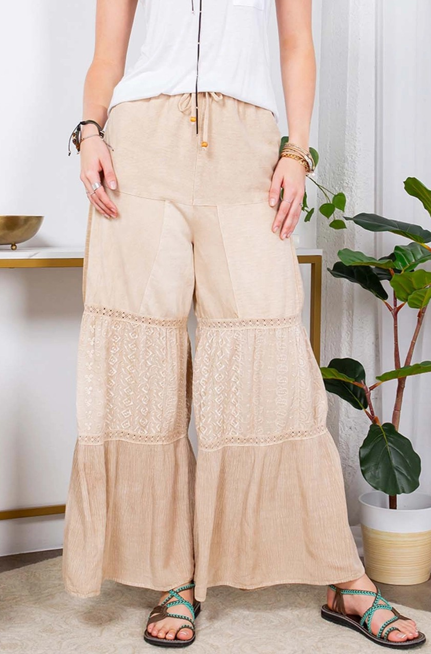 Patchwork Delight Pants in Latte