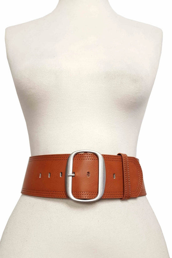 Connie Contour Belt in Tan with Silver
