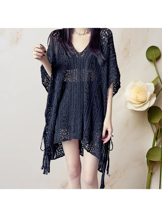 The Trina Crochet Tunic in Black
