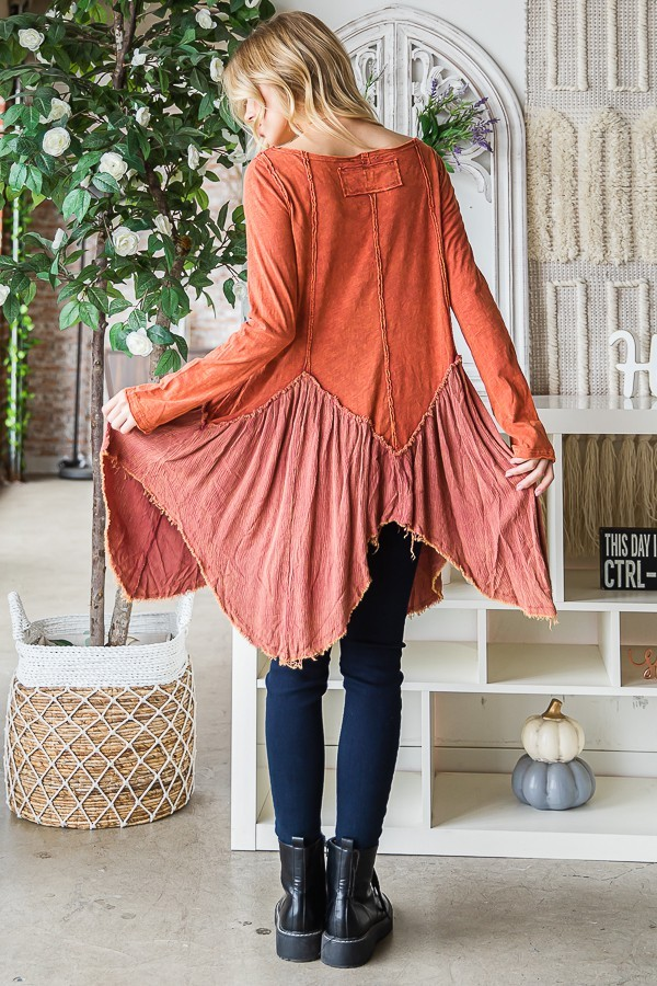 Halle Hem Tunic in Brick