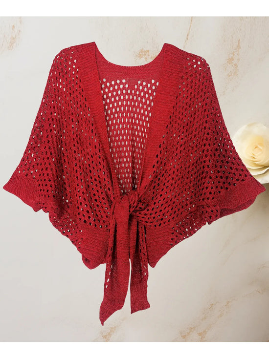 The Mandy Metallic Cardigan in Red