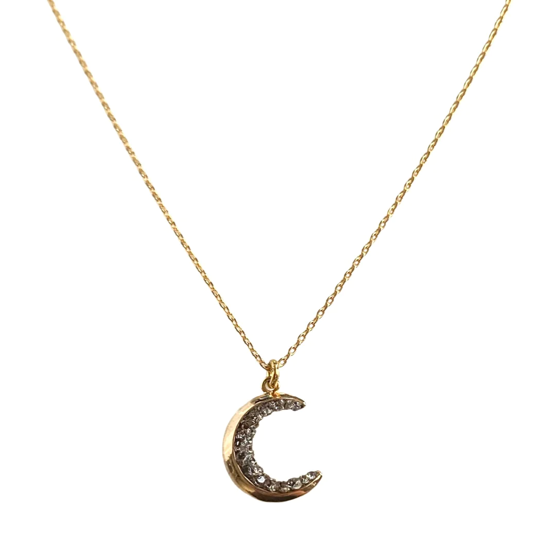 The Mindy Moon Eclipse Necklace in Gold - SpiritedBoutiques Boho Hippie Boutique Style Necklace, Modern Opus