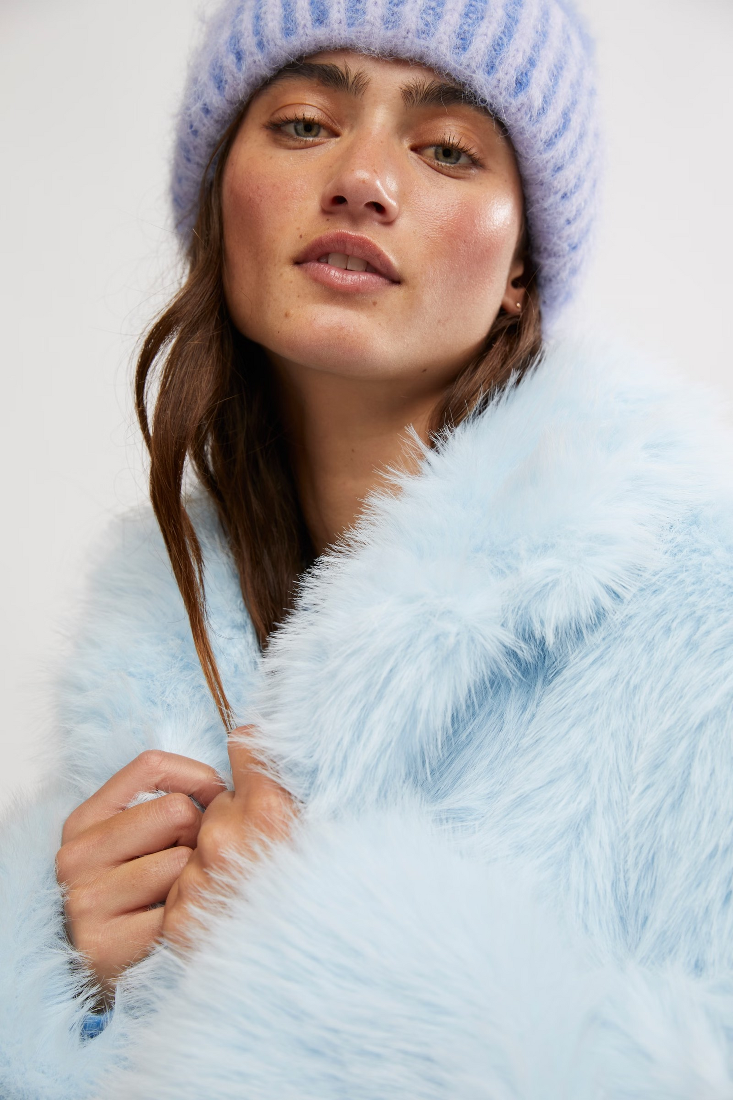 Free People - Paris Cropped Fur Coat in Ice Water