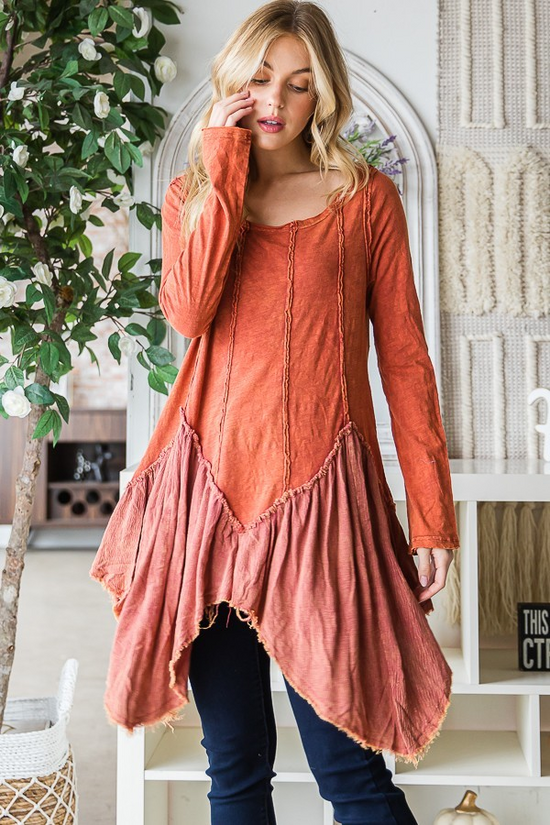 Halle Hem Tunic in Brick