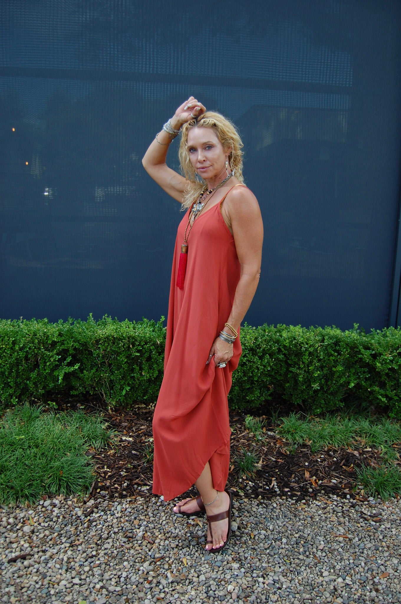The Arc Midi Dress in Rust