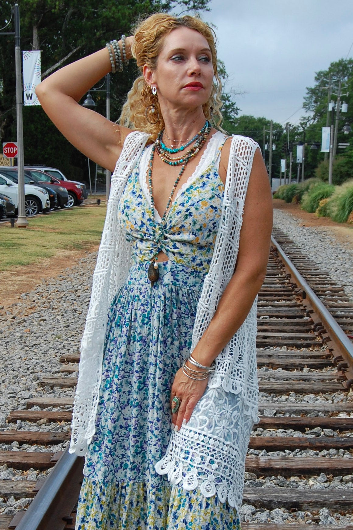 The Amber Sleeveless Crochet Vest in White