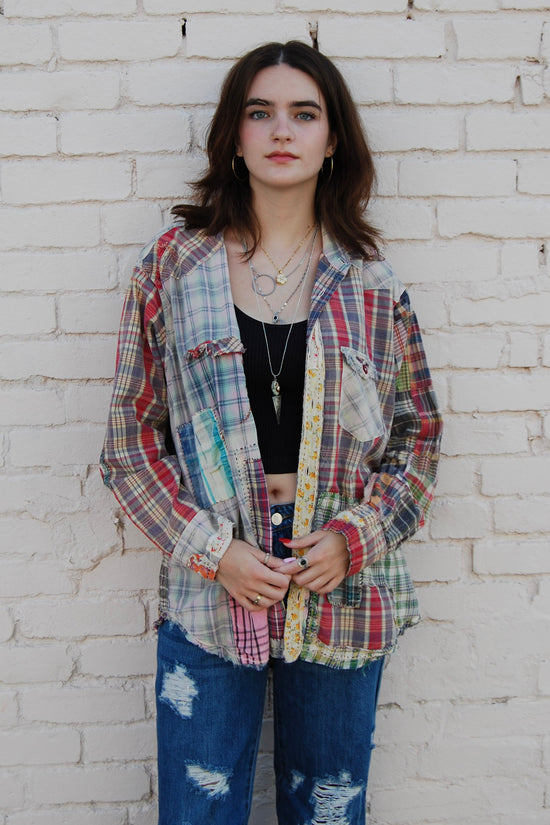 Magnolia Pearl Patchwork Kelly Western Shirt in Madras Rainbow