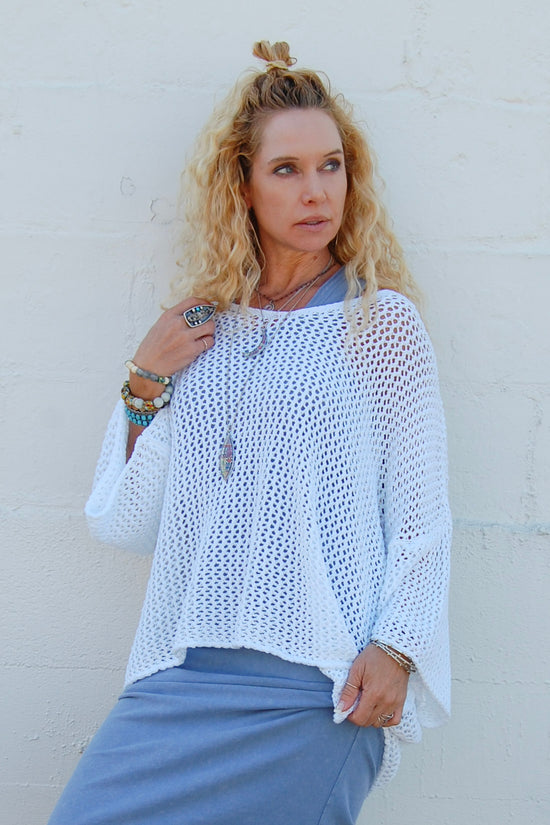 The Callie Crochet Sweater in White