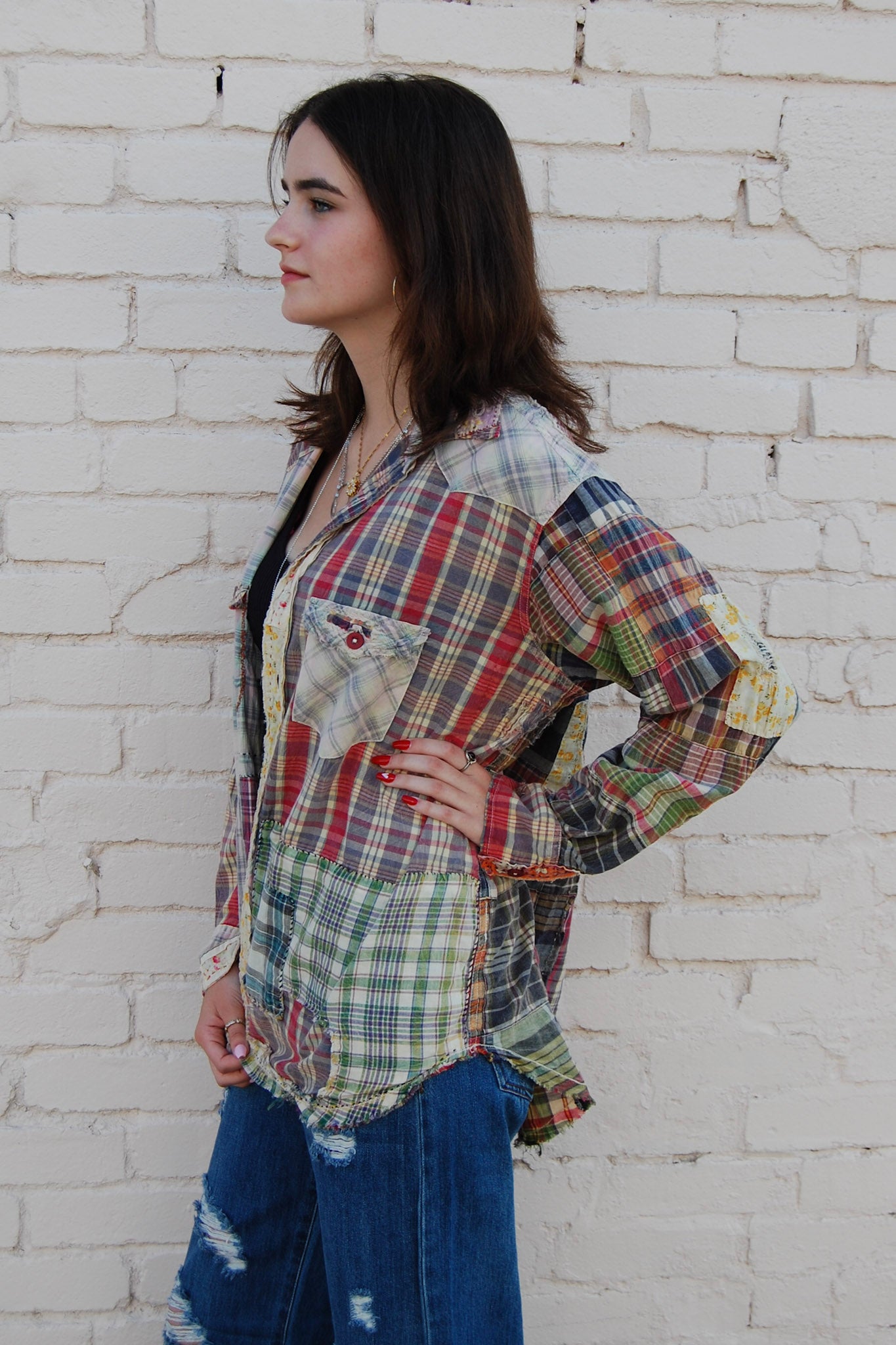 Magnolia Pearl Patchwork Kelly Western Shirt in Madras Rainbow