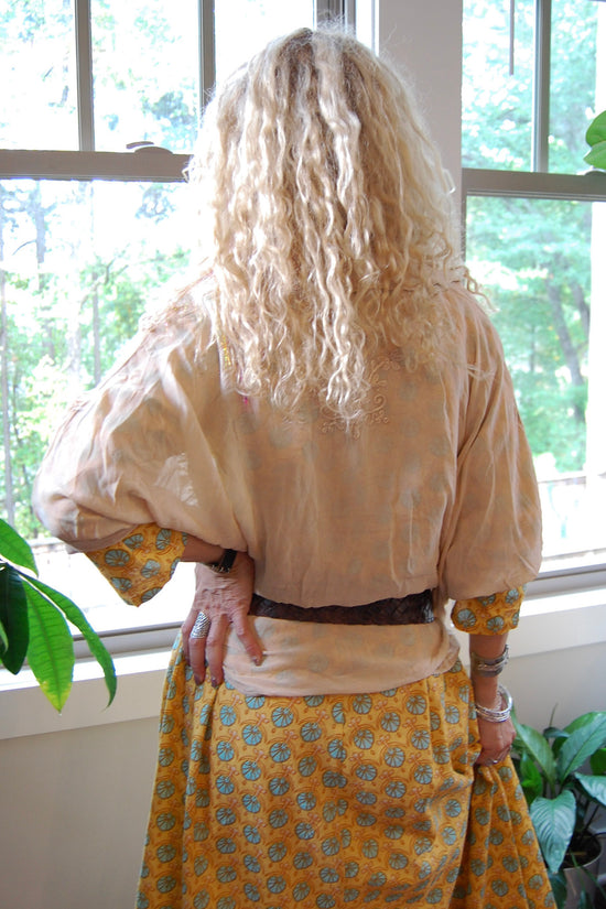 Kelly Kimono Western Blouse in Latte