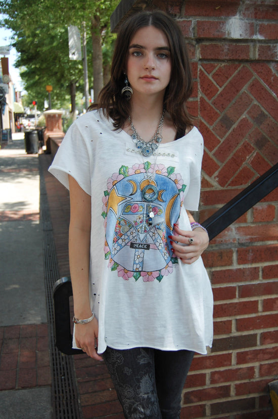 Final Sale Peace Happy Bus Tee in White