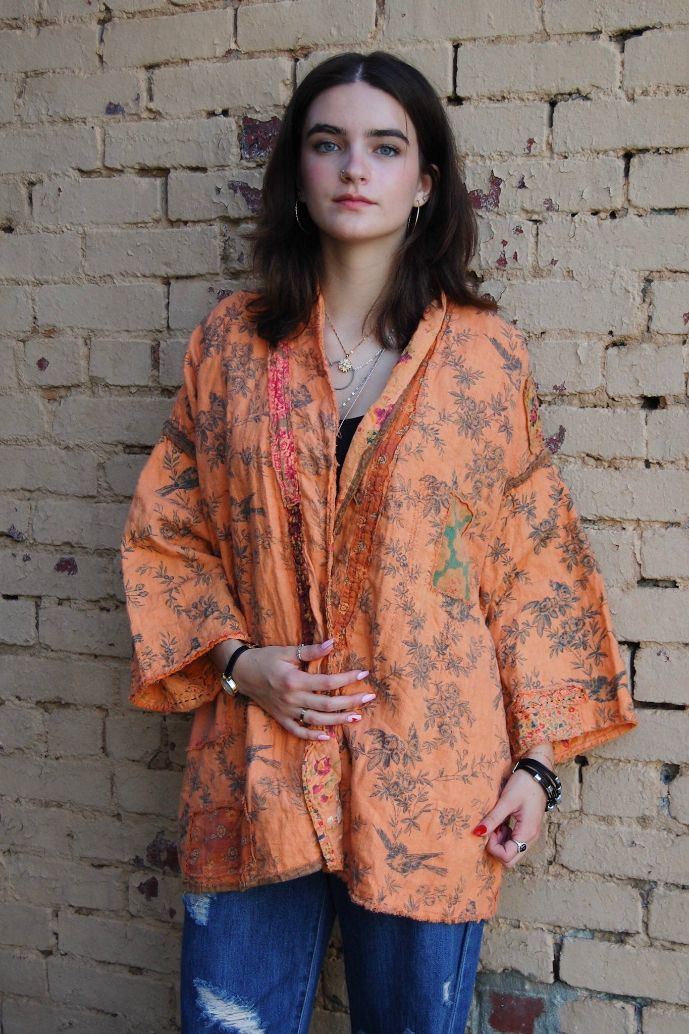 Magnolia Pearl Julian Floral Kimono in Marmalade