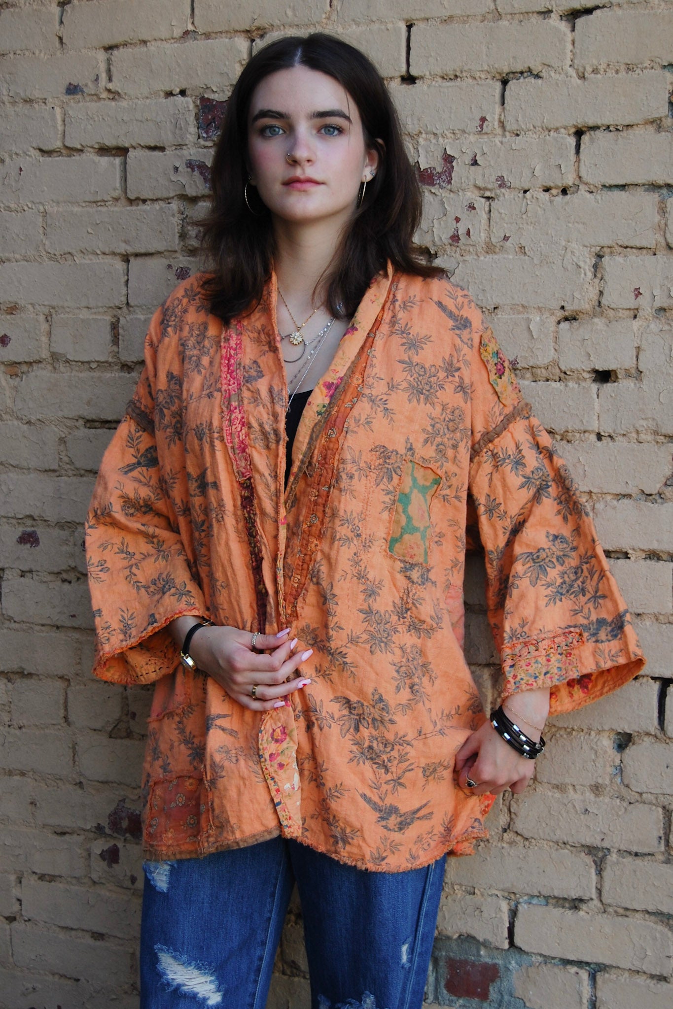 Magnolia Pearl Julian Floral Kimono in Marmalade