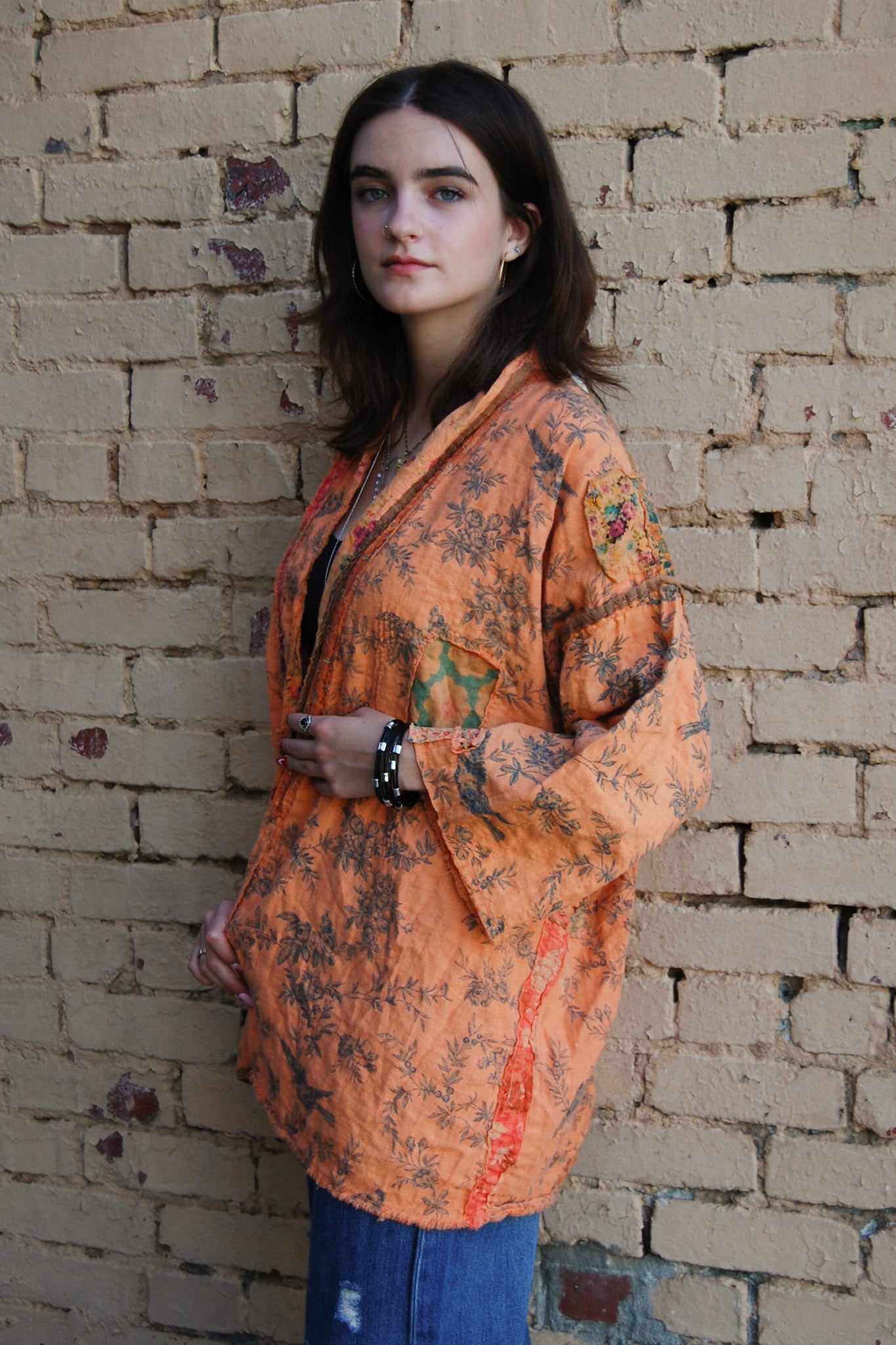 Magnolia Pearl Julian Floral Kimono in Marmalade