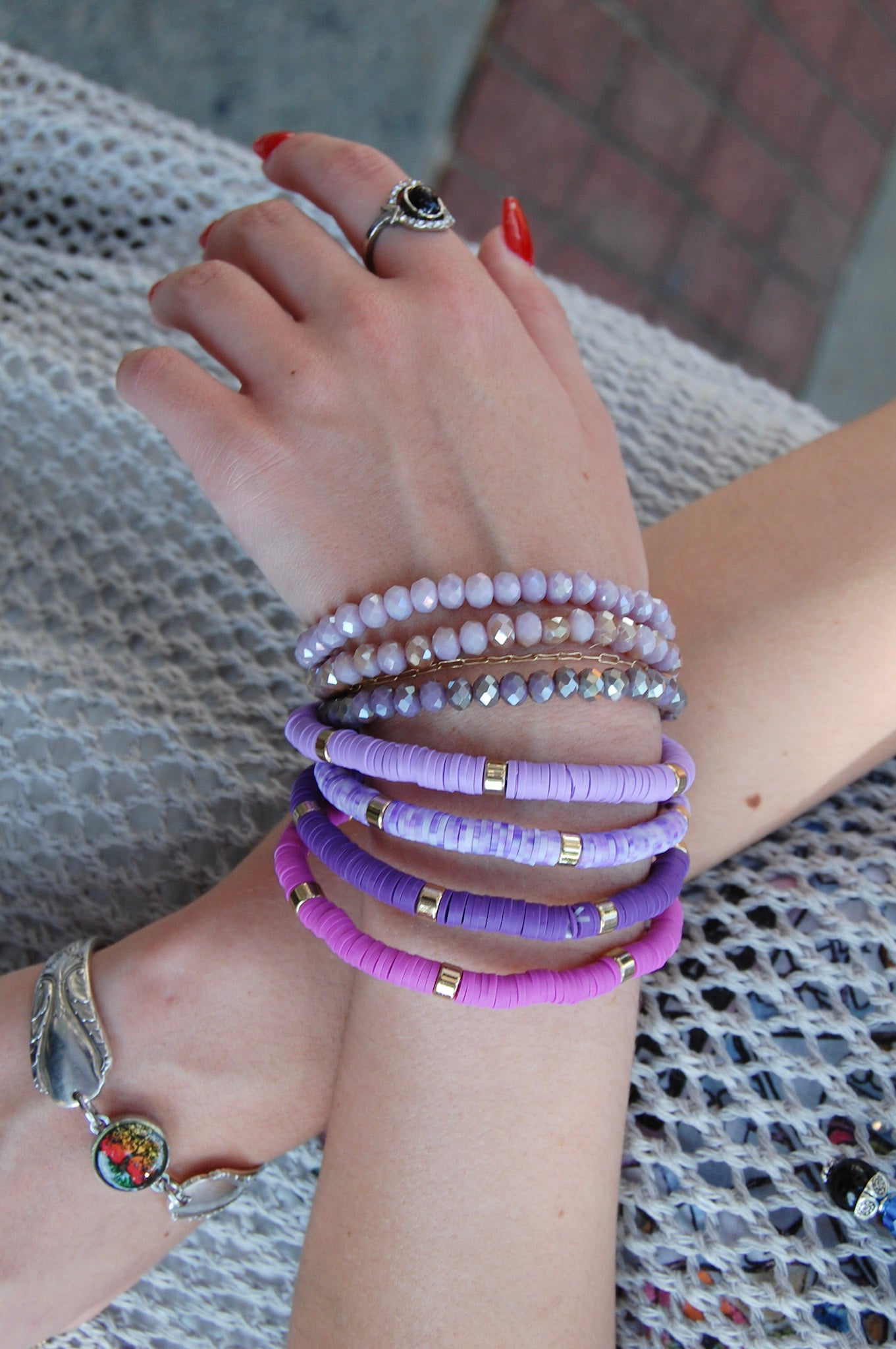 The Danni Beaded Bracelet in Purple