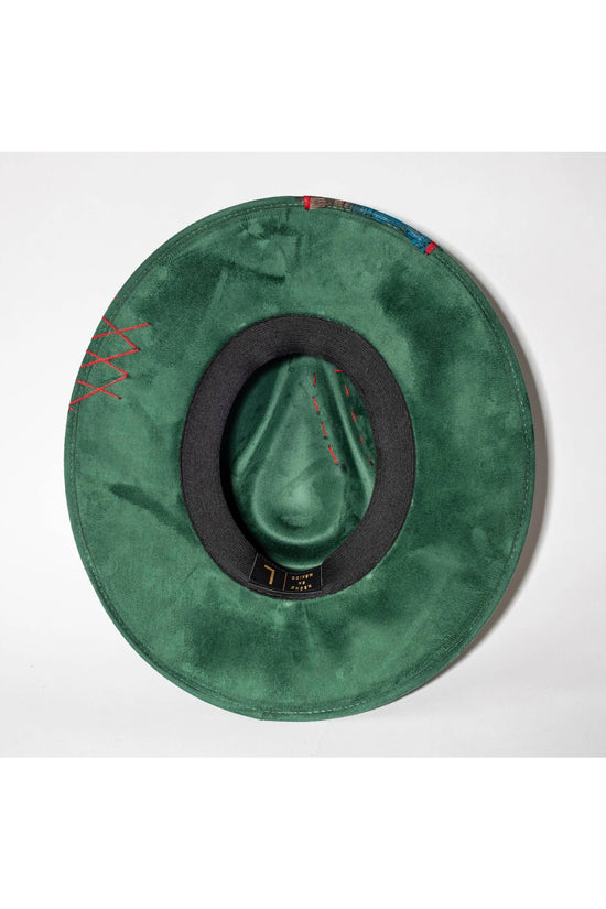 Cochella Cowgirl Brim Hat in Hunter Green