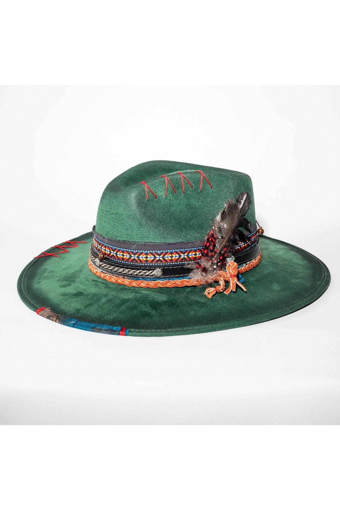 Cochella Cowgirl Brim Hat in Hunter Green