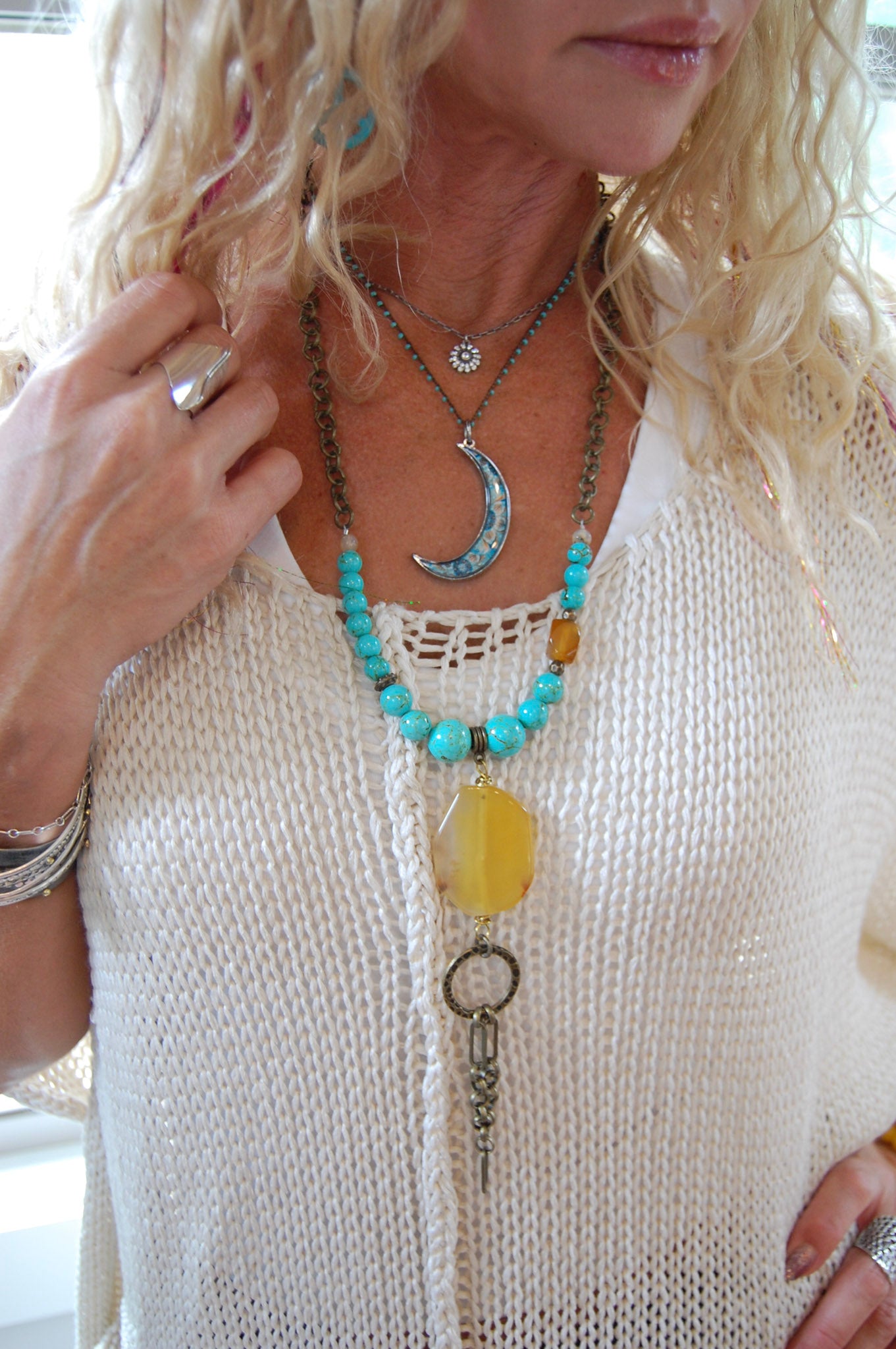 The Chained Mustard Turquoise Necklace