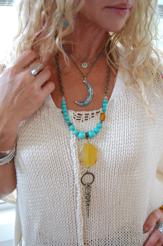 The Chained Mustard Turquoise Necklace