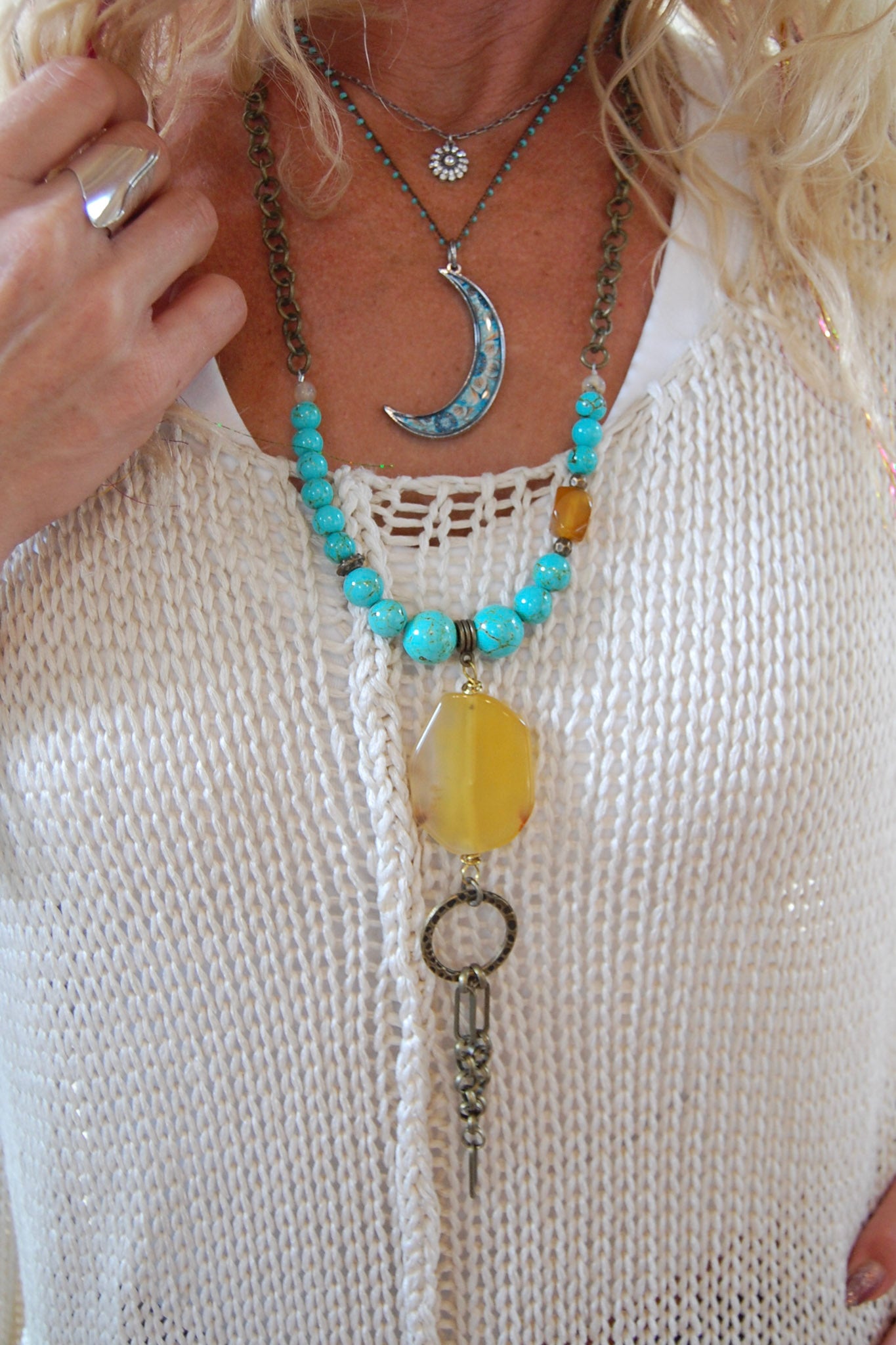 The Chained Mustard Turquoise Necklace