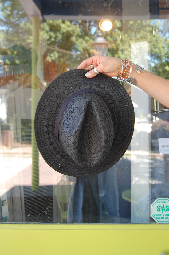 Boho Chic Panama Hat in Black