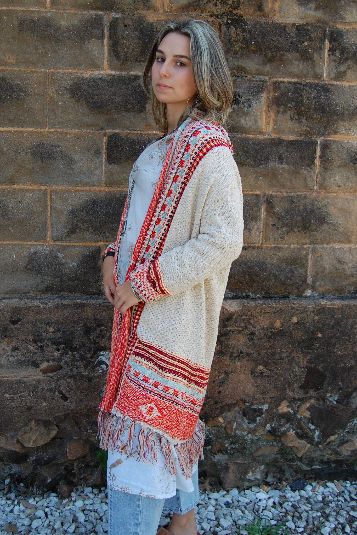 Tammi Tribal Cardigan in Beige