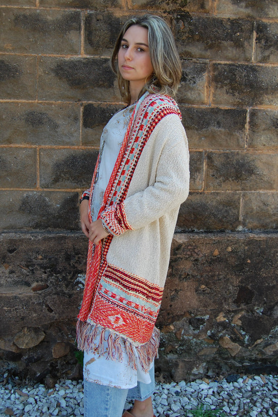 Tammi Tribal Cardigan in Beige