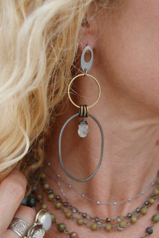 Spirit Lala Boho: Oval Top 2 Earrings in Quartz