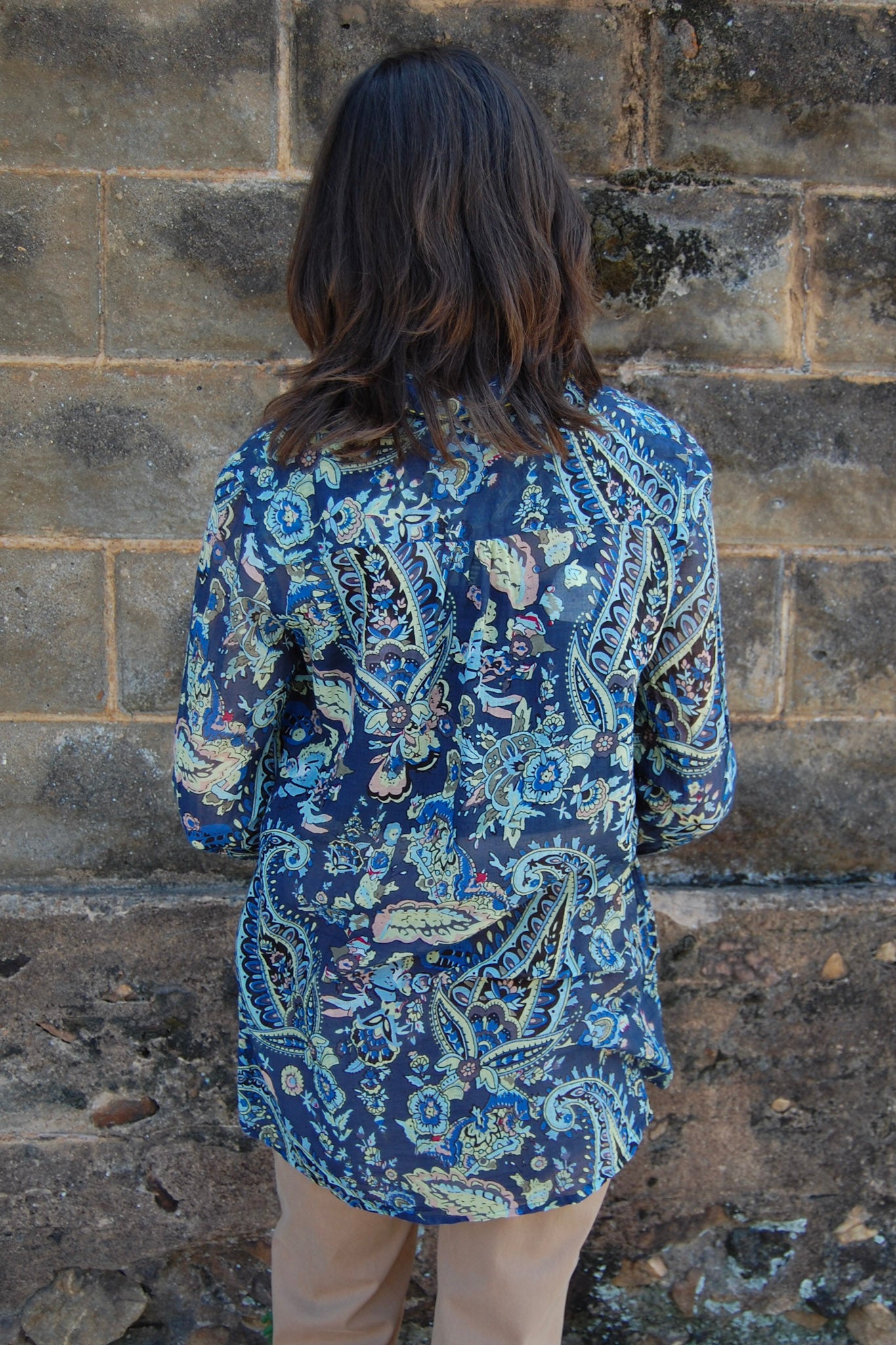 Boyfriend Shirt Tunic in Navy Multi