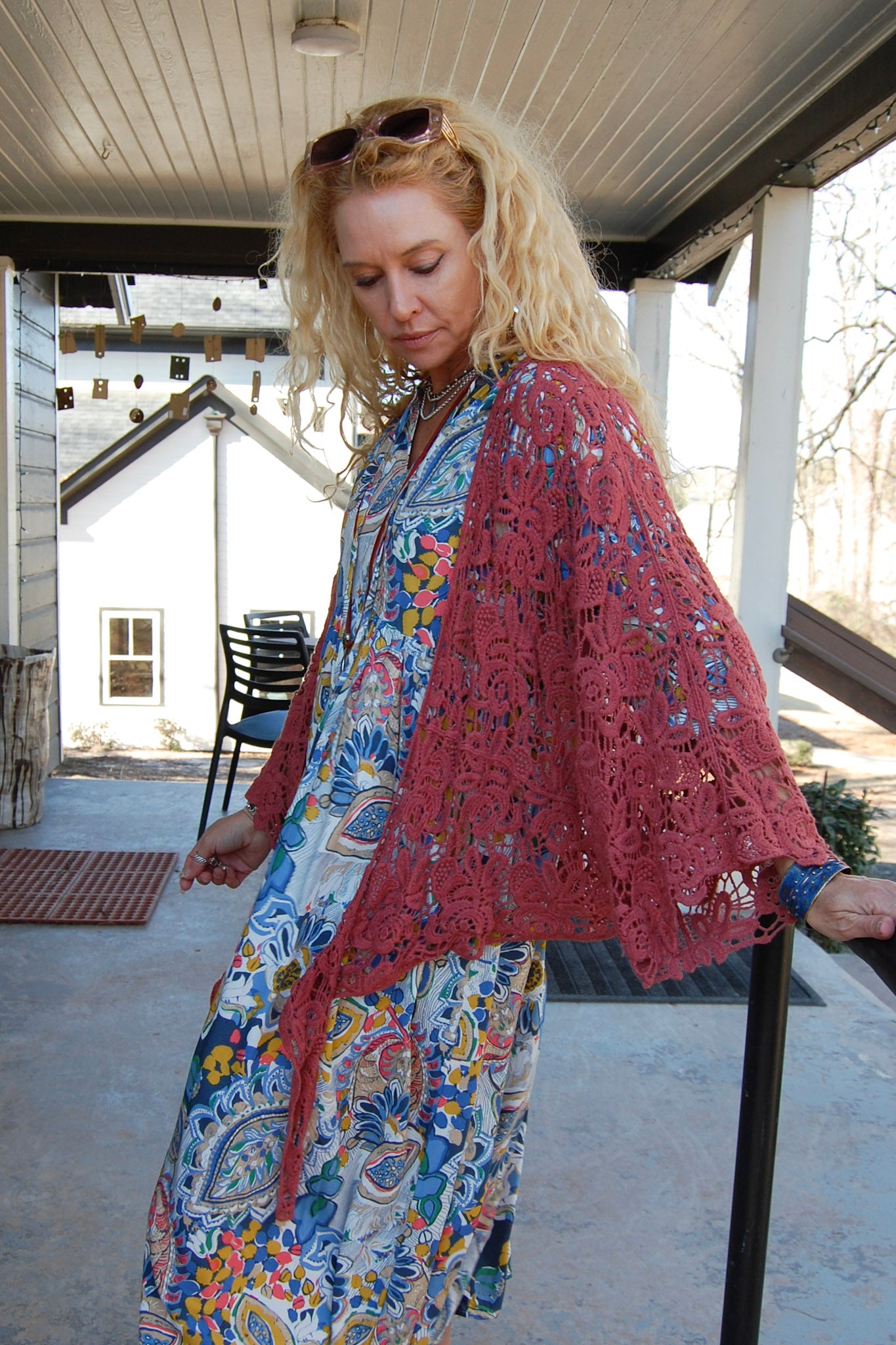 The Talita Crochet Kimono in Redwood