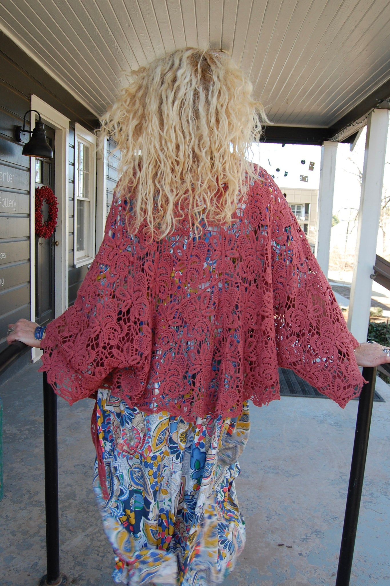 The Talita Crochet Kimono in Redwood