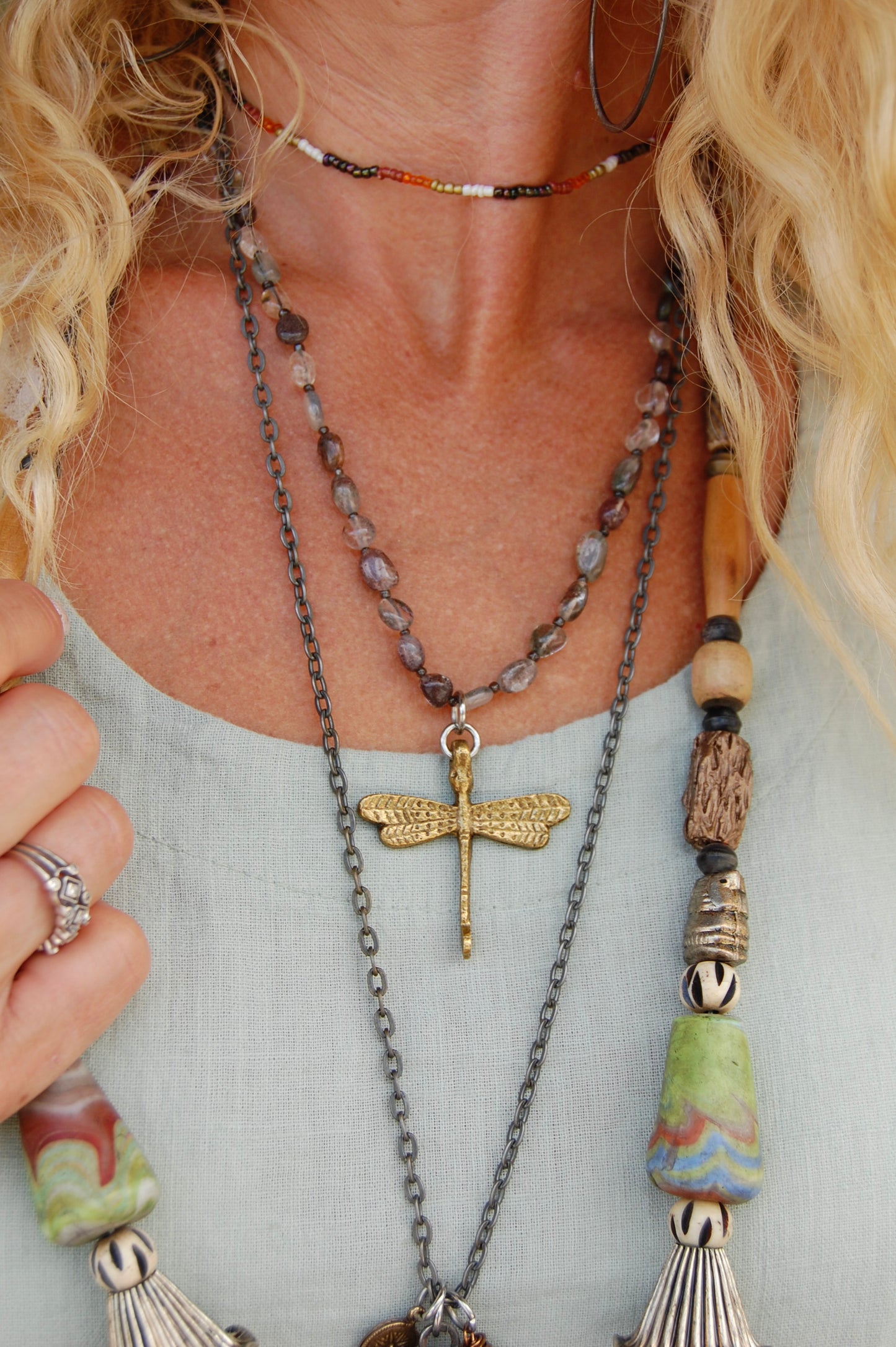 Spirit Lala Vintage Coin: The Aurora Dragonfly Necklace