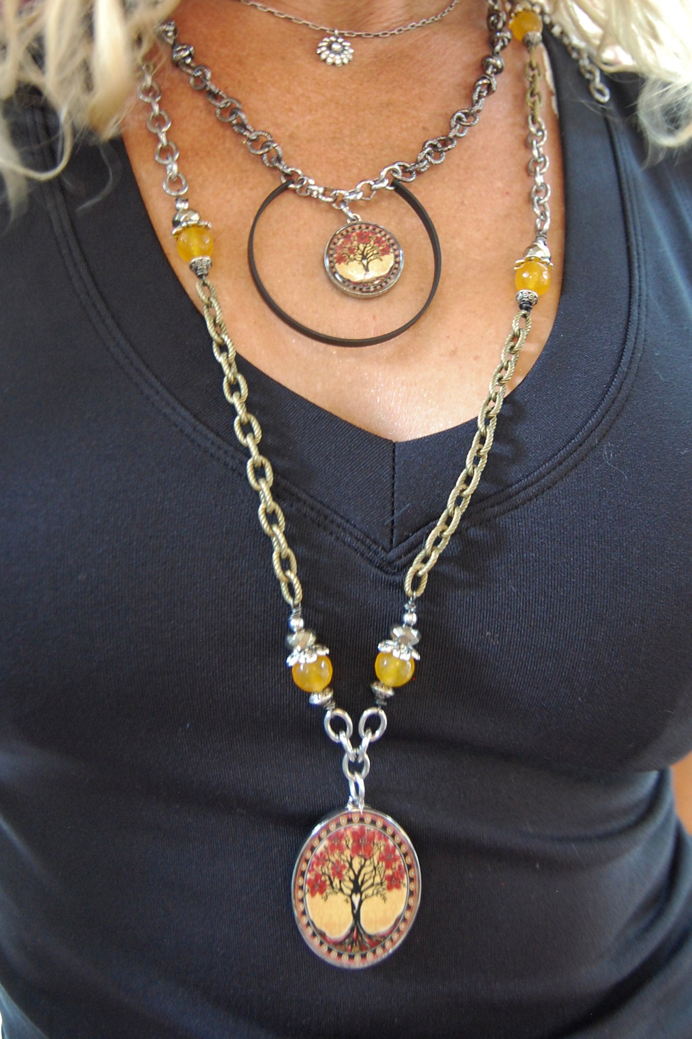 Spirit Lala: Large Yellow Tree Oval Gemstone Necklace