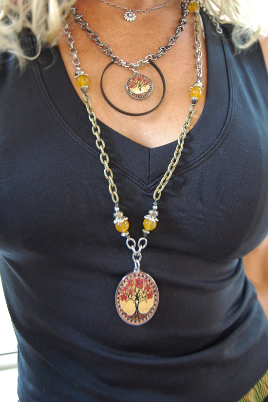 Spirit Lala: Large Yellow Tree Oval Gemstone Necklace