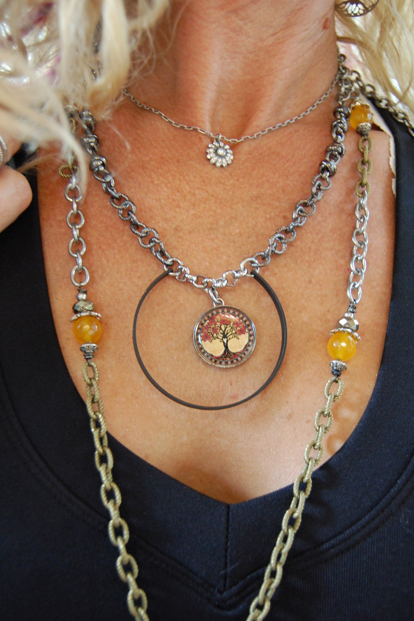 Spirit Lala: Yellow Tree U Ring Necklace