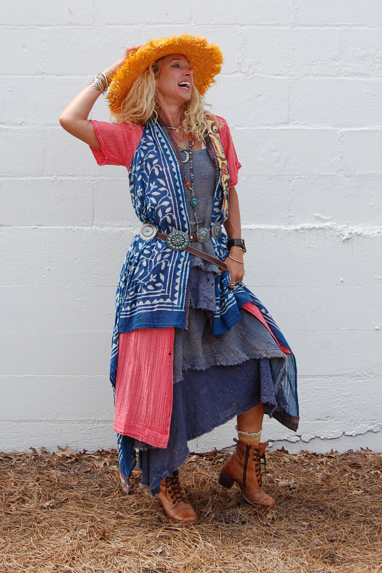 Block Print Vest in Blue