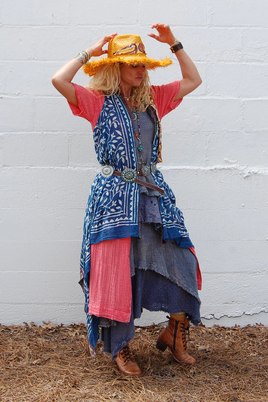 Block Print Vest in Blue