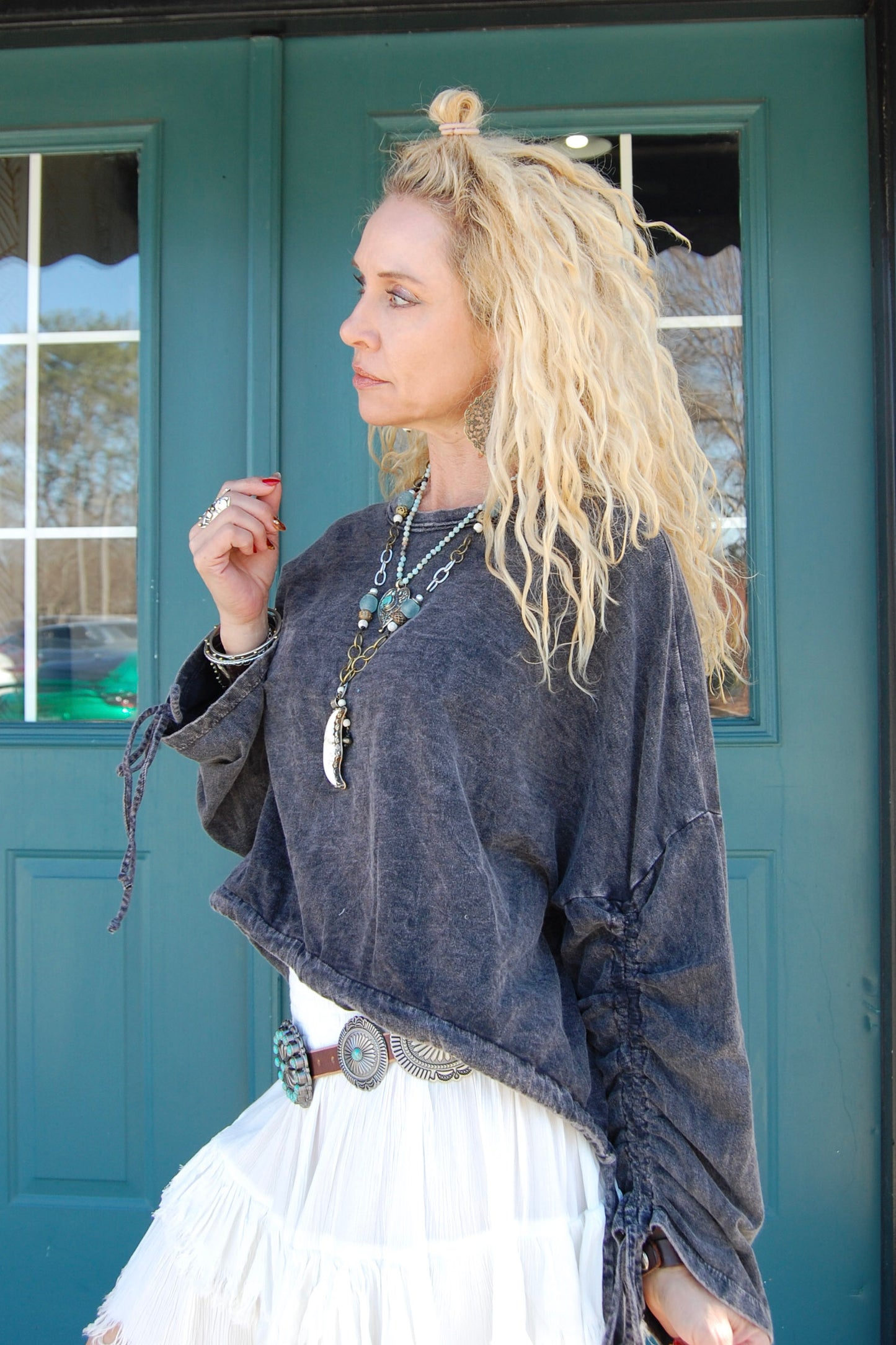 Danni Drawstring Sweatshirt in Black