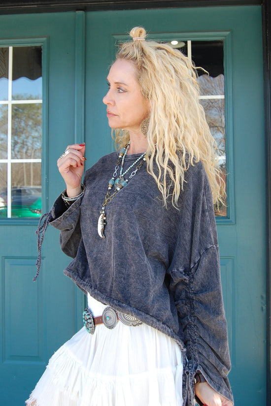 Load image into Gallery viewer, Danni Drawstring Sweatshirt in Black
