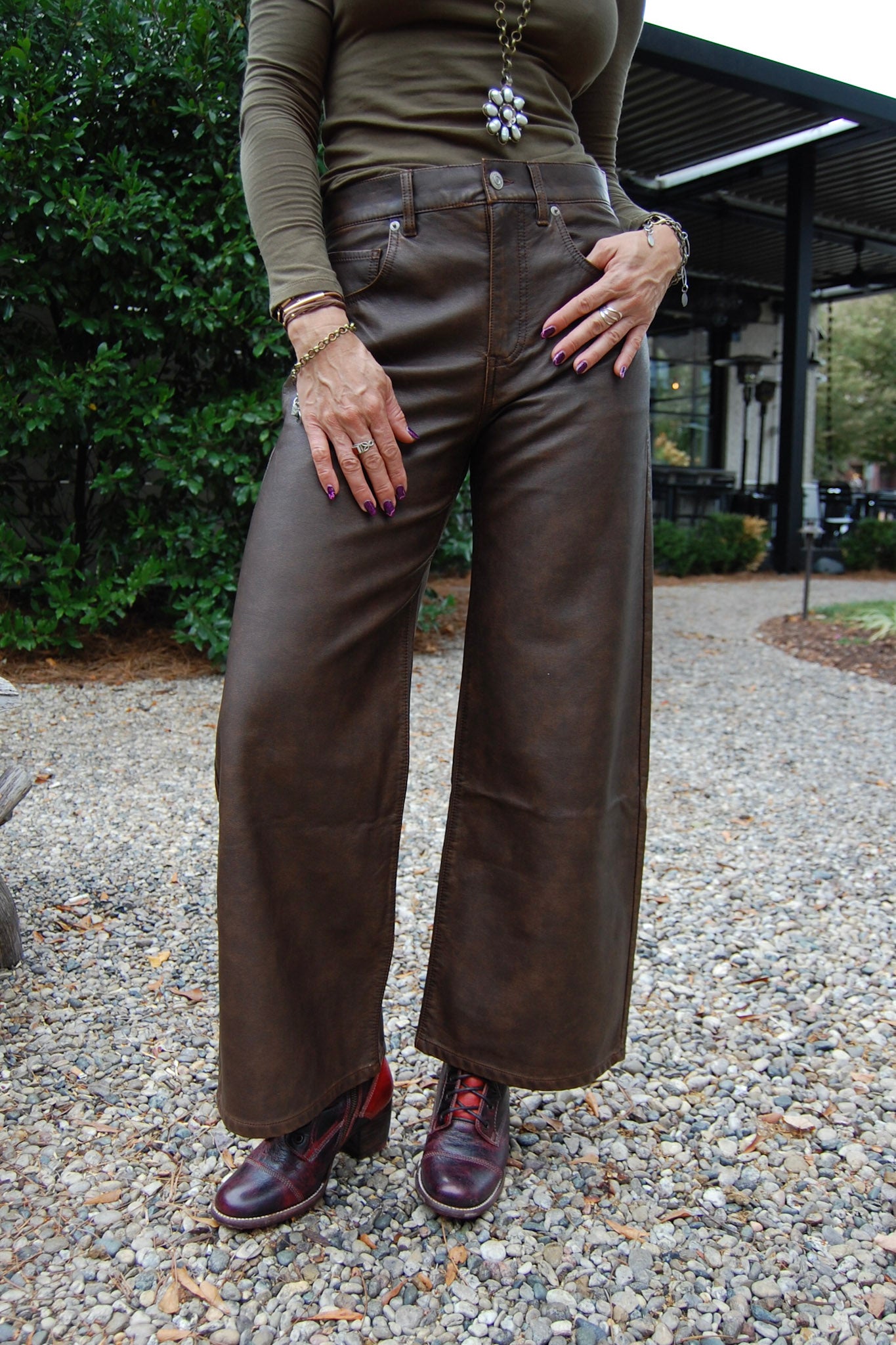 Free People - Misha Vegan Leather Pants in Rusty